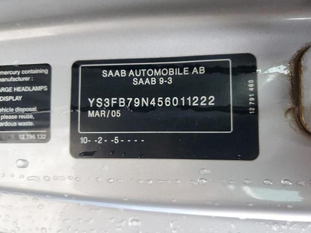 YS3FB79N456011222 - 2005 SAAB 9-3 LINEAR SILVER photo 12