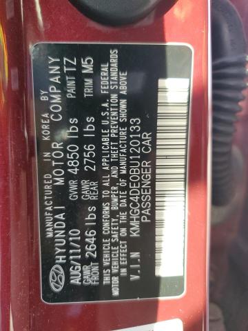 KMHGC4DE0BU120133 - 2011 HYUNDAI GENESIS 3.8L BURGUNDY photo 12