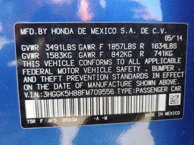 3HGGK5H88FM709556 - 2015 HONDA FIT EX BLUE photo 12