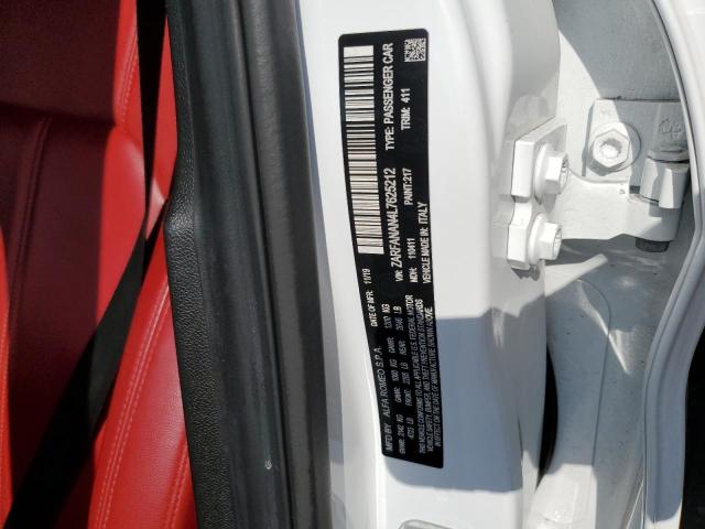 ZARFANAN4L7625212 - 2020 ALFA ROMEO GIULIA WHITE photo 12