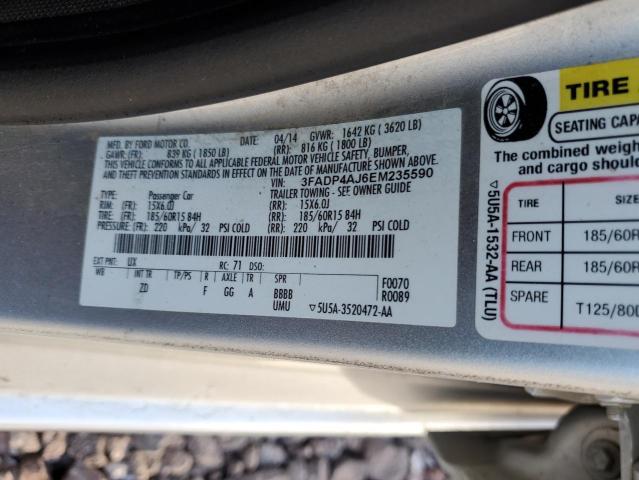 3FADP4AJ6EM235590 - 2014 FORD FIESTA S GRAY photo 12