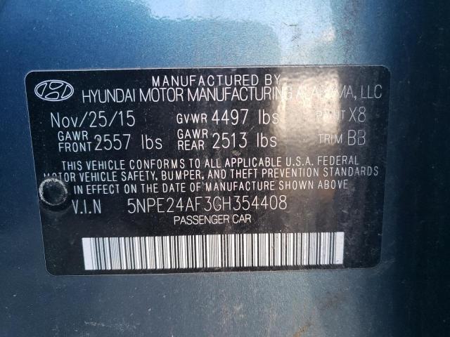 5NPE24AF3GH354408 - 2016 HYUNDAI SONATA SE BLUE photo 13