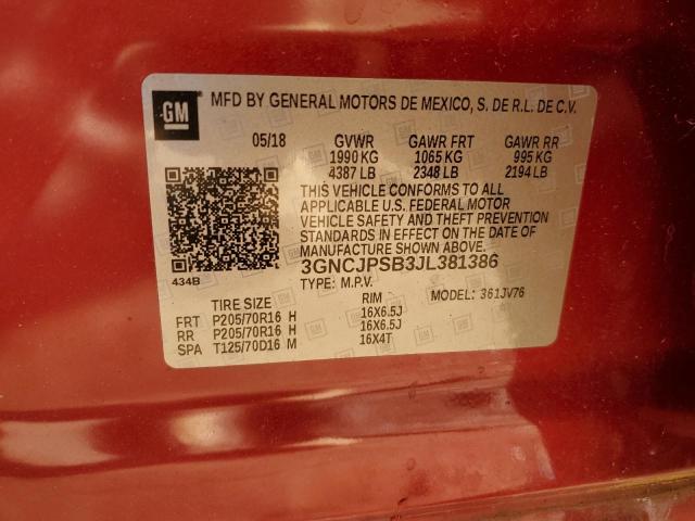 3GNCJPSB3JL381386 - 2018 CHEVROLET TRAX 1LT RED photo 14