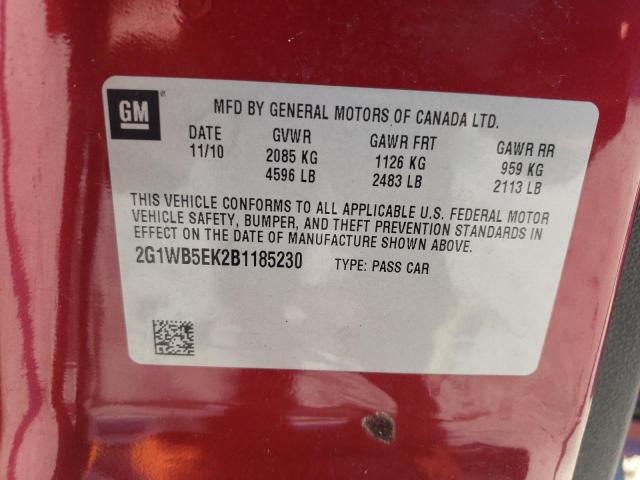 2G1WB5EK2B1185230 - 2011 CHEVROLET IMPALA LT RED photo 13