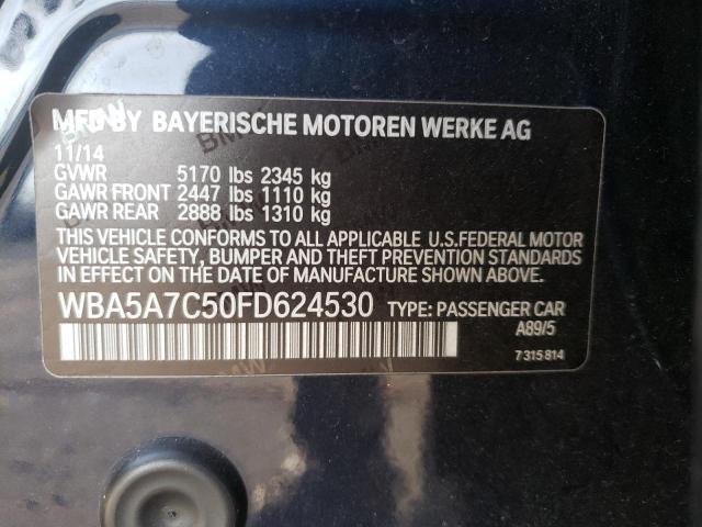 WBA5A7C50FD624530 - 2015 BMW 528 XI BLUE photo 12