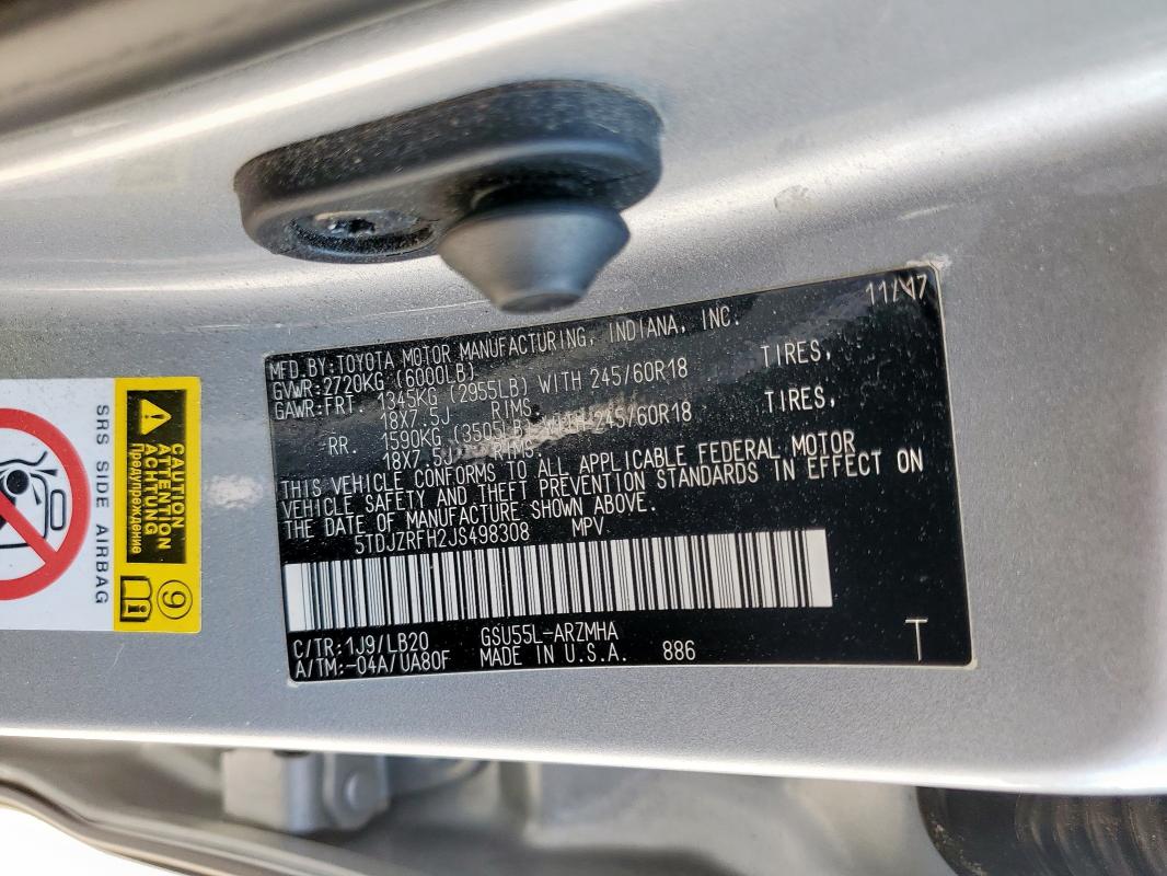 5TDJZRFH2JS498308 - 2018 TOYOTA HIGHLANDER SE Gümüş foto 14