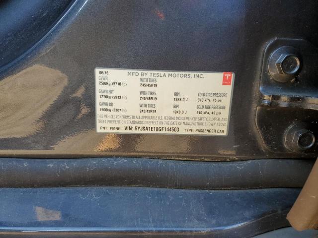 5YJSA1E18GF144503 - 2016 TESLA MODEL S გრაფიტი ფოტო 12