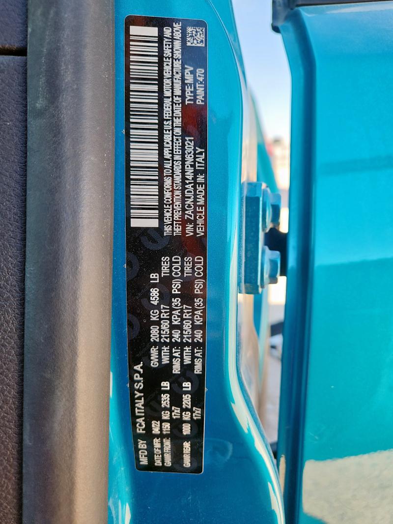 ZACNJDA14NPN63021 - 2022 JEEP RENEGADE SPORT 青绿色 照片 13