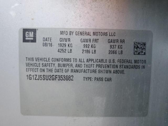 1G1ZJ5SU2GF353082 - 2016 CHEVROLET MALIBU HYBRID SILVER photo 12