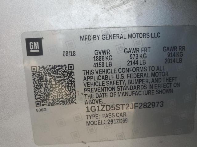 1G1ZD5ST2JF282973 - 2018 CHEVROLET MALIBU LT Сріблястий фото 13