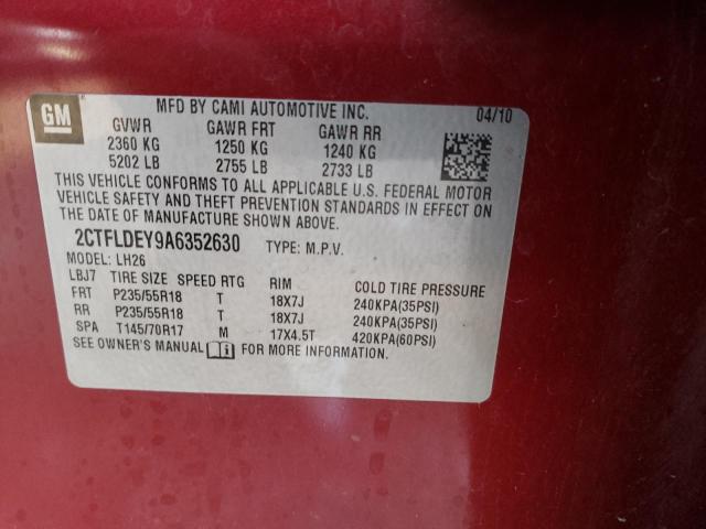 2CTFLDEY9A6352630 - 2010 GMC TERRAIN SLE RED photo 12