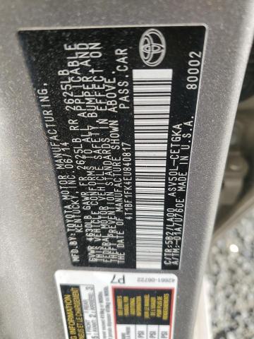 4T1BF1FK4EU840817 - 2014 TOYOTA CAMRY L TAN photo 13