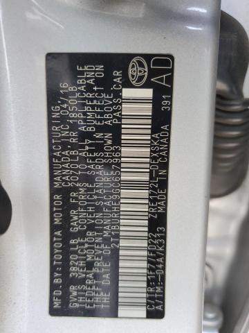 2T1BURHE9GC657963 - 2016 TOYOTA COROLLA L SILVER photo 12