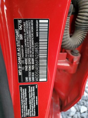 WDDSJ4EB6FN219635 - 2015 MERCEDES-BENZ CLA 250 RED photo 12