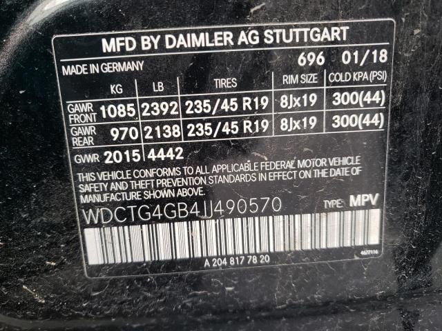 WDCTG4GB4JJ490570 - 2018 MERCEDES-BENZ GLA 250 4MATIC BLACK photo 13