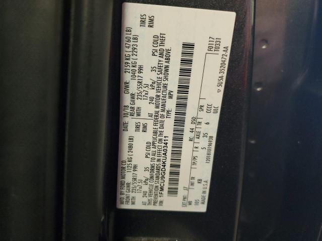 1FMCU9GD4KUA03411 - 2019 FORD ESCAPE SE رمادي صورة 13