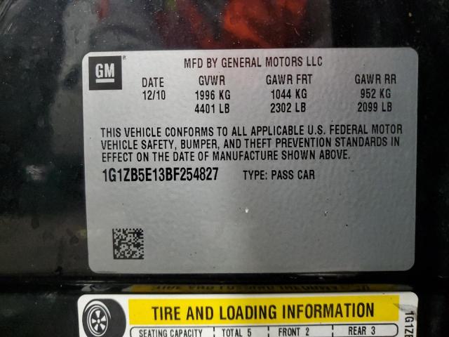 1G1ZB5E13BF254827 - 2011 CHEVROLET MALIBU LS BLACK photo 13