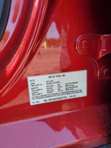 7SAYGDEF2SA377016 - 2025 TESLA MODEL Y RED photo 12