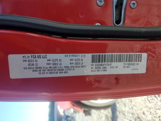 2C3CDXBGXFH776147 - 2015 DODGE CHARGER SE RED photo 12