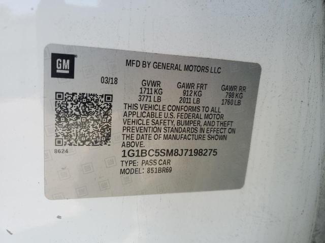 1G1BC5SM8J7198275 - 2018 CHEVROLET CRUZE LS WHITE photo 12