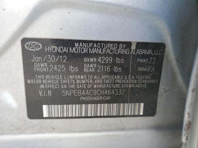 5NPEB4AC9CH464332 - 2012 HYUNDAI SONATA GLS BLUE photo 12