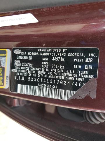 5XXGT4L31JG247465 - 2018 KIA OPTIMA LX ბურგუნდია ფოტო 13