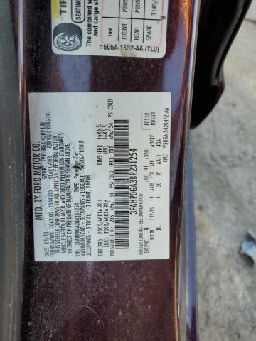 3FAHP0GA3BR231254 - 2011 FORD FUSION S BURGUNDY photo 12