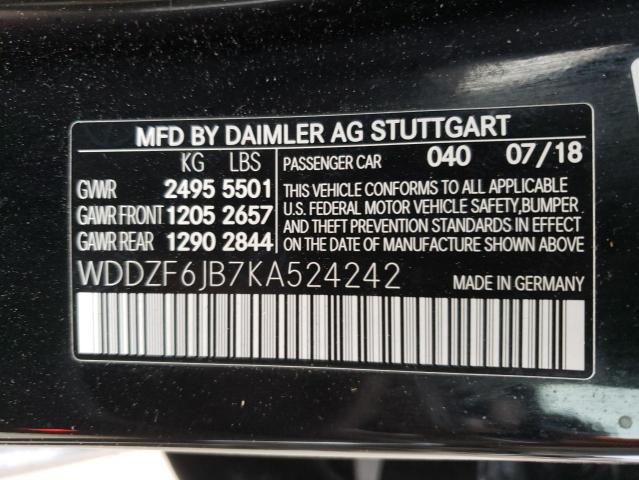 WDDZF6JB7KA524242 - 2019 MERCEDES-BENZ E 450 4MATIC BLACK photo 12