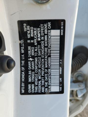 SHHFK7H38LU408889 - 2020 HONDA CIVIC LX WHITE photo 12