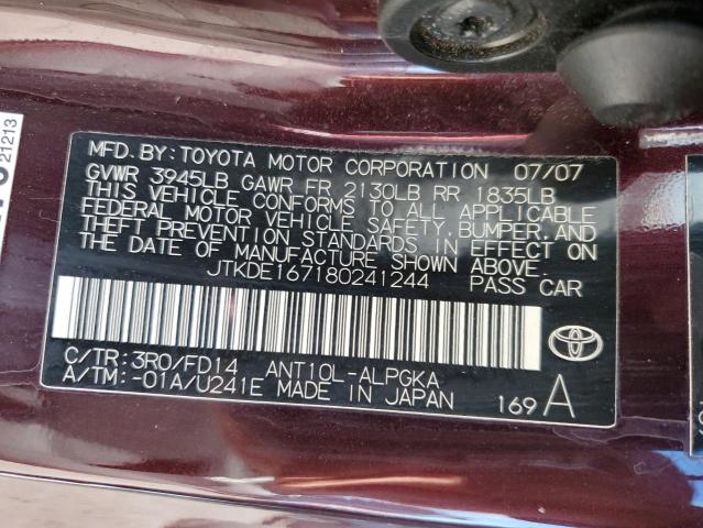 JTKDE167180241244 - 2008 TOYOTA SCION TC 紫色 照片 12