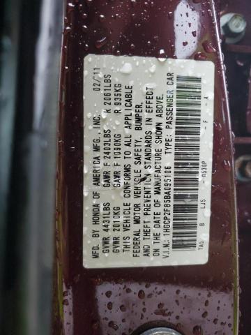 1HGCP2F85BA095106 - 2011 HONDA ACCORD EXL RED photo 12