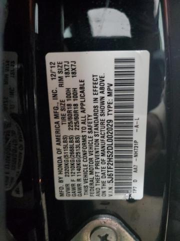 5J6TF2H52DL002029 - 2013 HONDA CROSSTOUR EXL შავი ფოტო 12