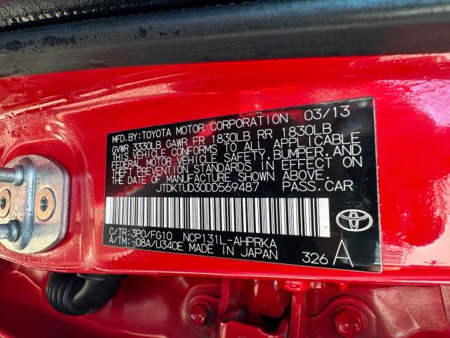 JTDKTUD30DD569487 - 2013 TOYOTA YARIS RED photo 10