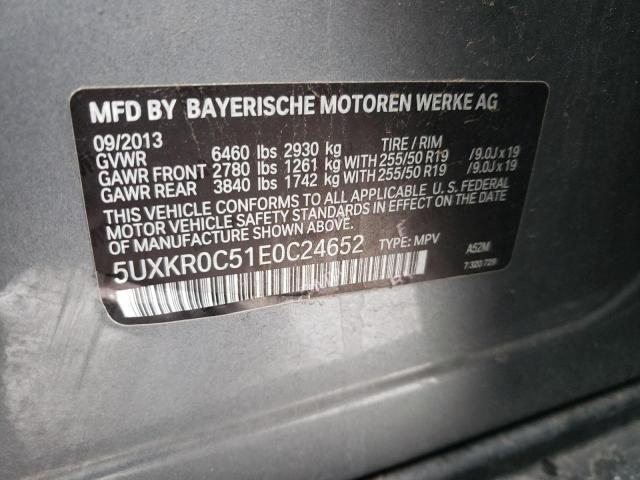 5UXKR0C51E0C24652 - 2014 BMW X5 XDRIVE35I GRAY photo 13