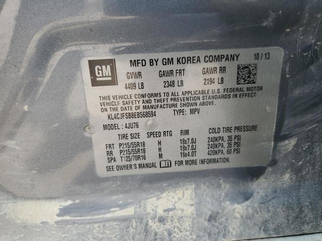 KL4CJFSB8EB568594 - 2014 BUICK ENCORE CONVENIENCE Сұр фото 12