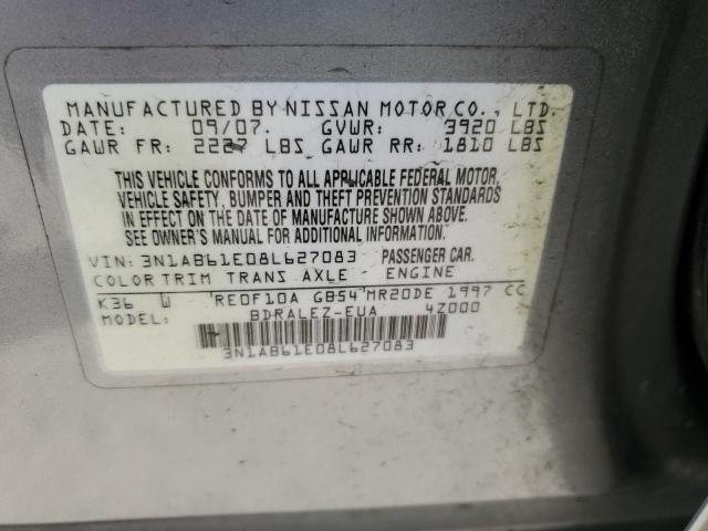 3N1AB61E08L627083 - 2008 NISSAN SENTRA 2.0 SILVER photo 12