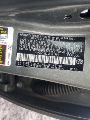 4T1BK3DBXCU471386 - 2012 TOYOTA AVALON BASE Yaşıl foto 12