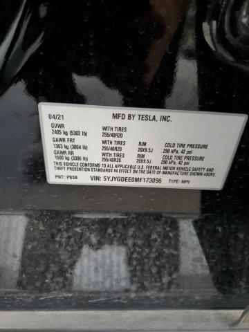 5YJYGDEE0MF173096 - 2021 TESLA MODEL Y 黑色 照片 12