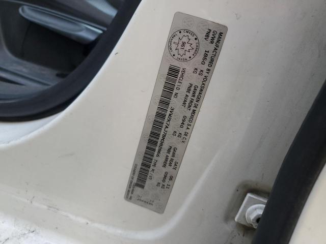 3VW2K7AJ7BM382866 - 2011 VOLKSWAGEN JETTA BASE 白色 照片 12