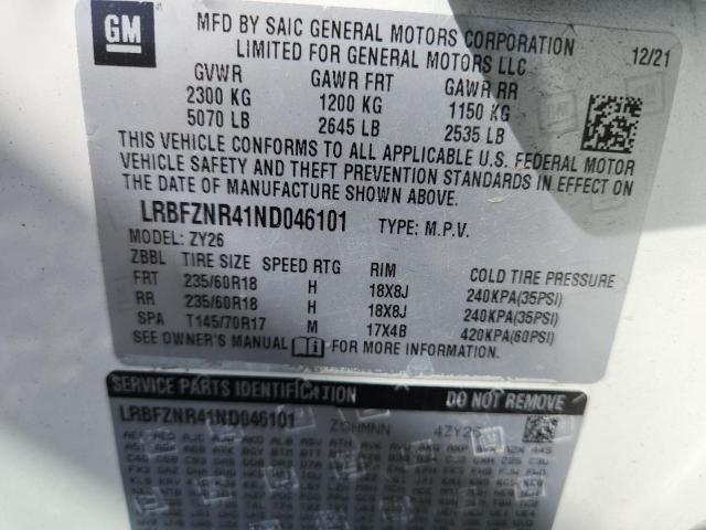 LRBFZNR41ND046101 - 2022 BUICK ENVISION ESSENCE Սպիտակ լուսանկար 13