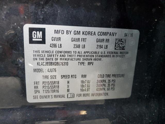 KL4CJBSBXGB676310 - 2016 BUICK ENCORE CONVENIENCE 黑色 照片 12