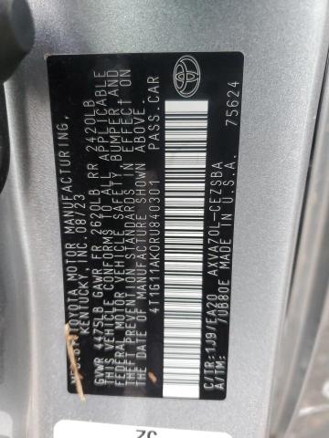 4T1G11AK0RU840301 - 2024 TOYOTA CAMRY SE NIGHT SHADE SILVER photo 12