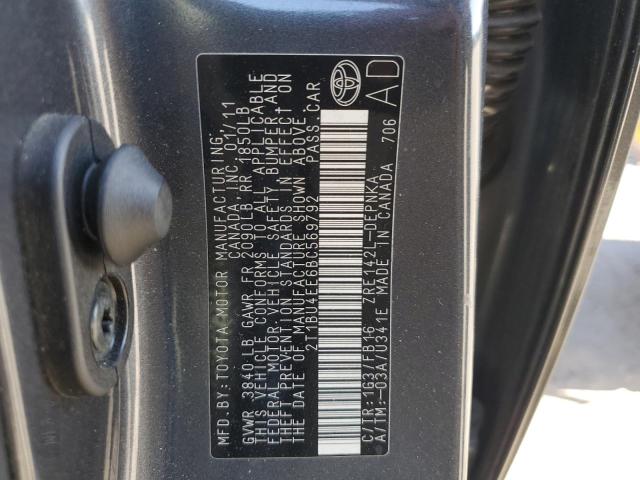 2T1BU4EE6BC569792 - 2011 TOYOTA COROLLA BASE GRAY photo 12
