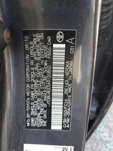 JTDBU4EE5A9120852 - 2010 TOYOTA COROLLA BASE Մոխրագույն լուսանկար 12