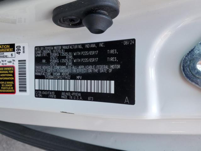 5TDBRKEC0RS211402 - 2024 TOYOTA SIENNA LE WHITE photo 14