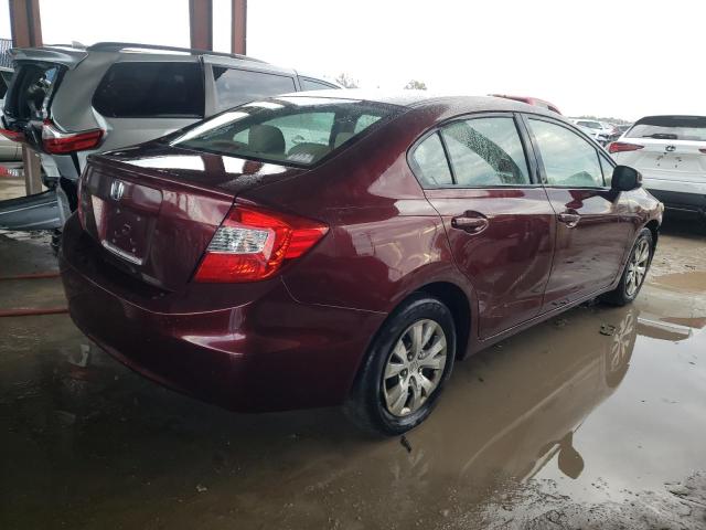 19XFB2F51CE110053 - 2012 HONDA CIVIC LX BURGUNDY photo 3