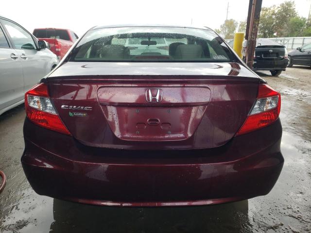 19XFB2F51CE110053 - 2012 HONDA CIVIC LX BURGUNDY photo 6