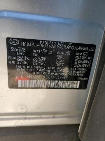 5NMS23AD0KH043259 - 2019 HYUNDAI SANTA FE SE SILVER photo 12