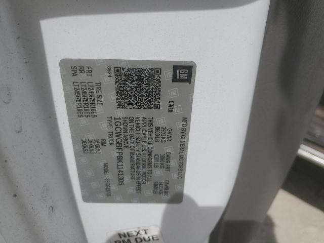 1GCWGBFP8K1141305 - 2019 CHEVROLET EXPRESS G2 WHITE photo 13