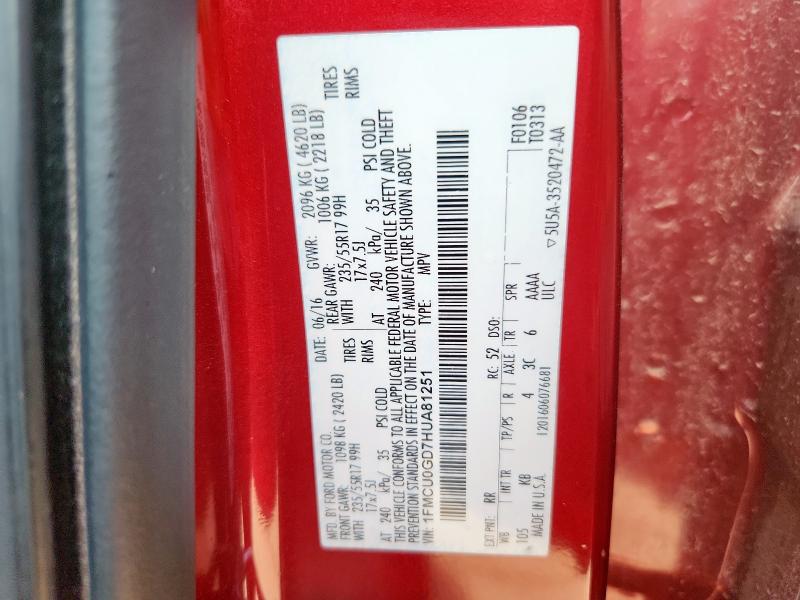 1FMCU0GD7HUA81251 - 2017 FORD ESCAPE SE RED photo 14